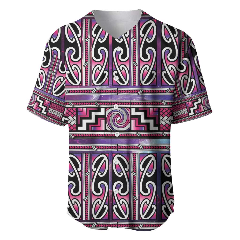 Maori Matariki Baseball Jersey Pink Galaxy Aesthetic Koru Art LT01 Pink - Polynesian Pride