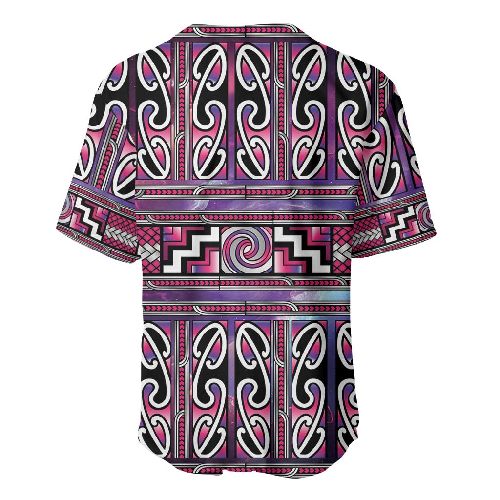 Maori Matariki Baseball Jersey Pink Galaxy Aesthetic Koru Art LT01 - Polynesian Pride