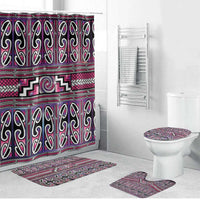 Maori Matariki Bathroom Set Pink Galaxy Aesthetic Koru Art LT01 Bathroom Set (4 pcs) Pink - Polynesian Pride