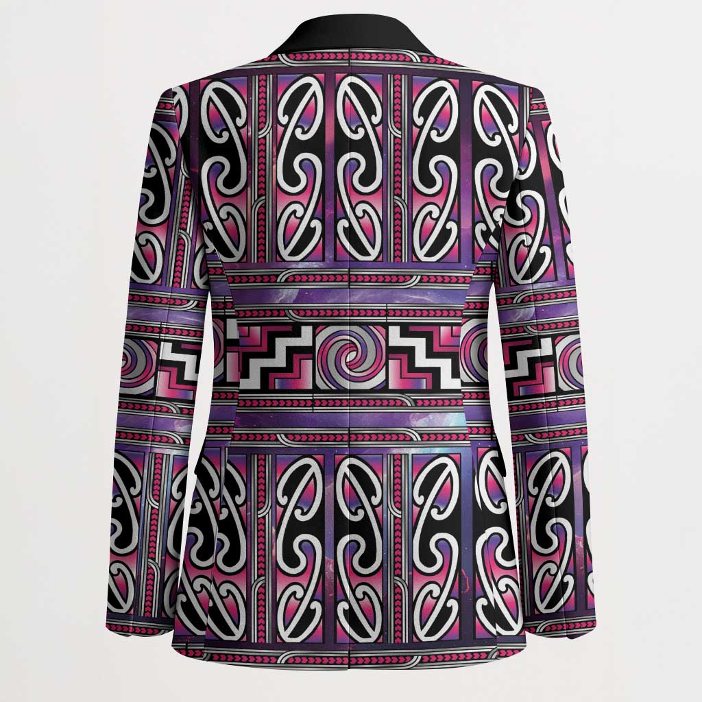 Maori Matariki Blazer Pink Galaxy Aesthetic Koru Art LT01 - Polynesian Pride
