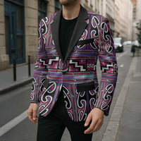 Maori Matariki Blazer Pink Galaxy Aesthetic Koru Art LT01 - Polynesian Pride