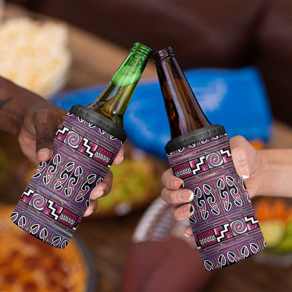 Maori Matariki 4 in 1 Can Cooler Tumbler Pink Galaxy Aesthetic Koru Art LT01 - Polynesian Pride