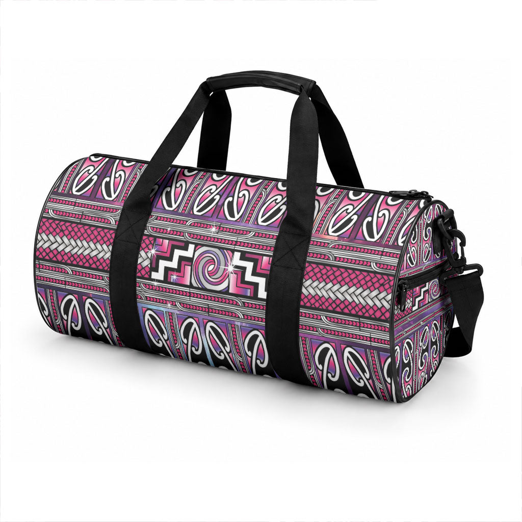 Maori Matariki Duffle Bag Pink Galaxy Aesthetic Koru Art