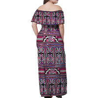 Maori Matariki Family Matching Off Shoulder Maxi Dress and Hawaiian Shirt Pink Galaxy Aesthetic Koru Art LT01 - Polynesian Pride