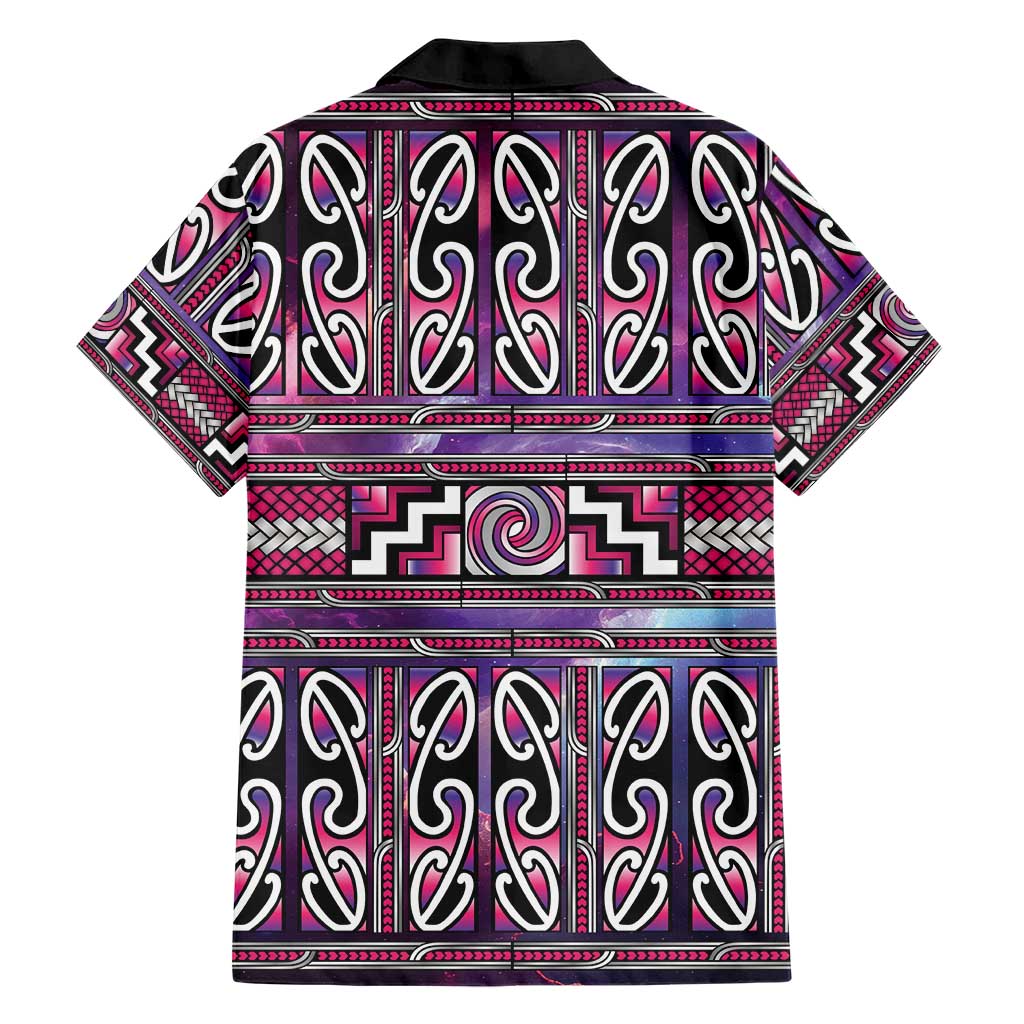 Maori Matariki Family Matching Puletasi and Hawaiian Shirt Pink Galaxy Aesthetic Koru Art LT01 - Polynesian Pride
