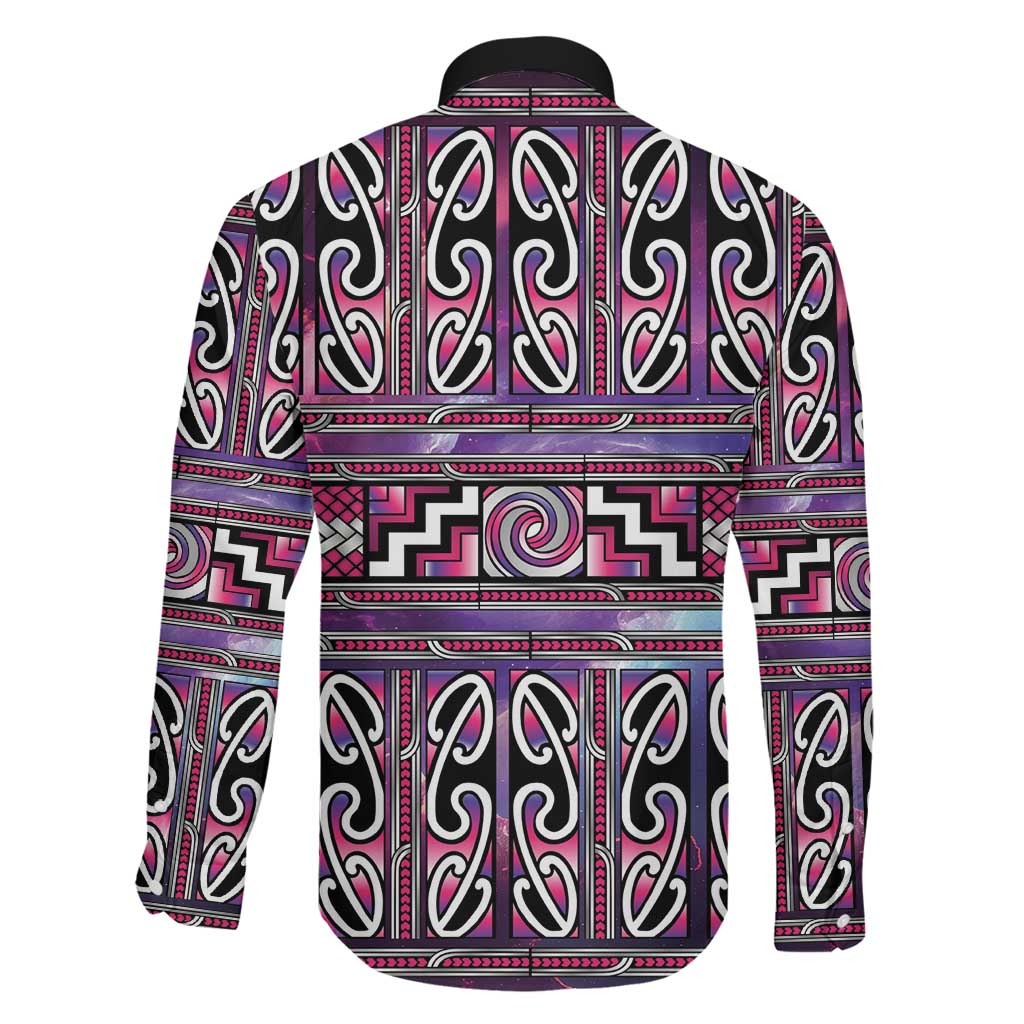 Maori Matariki Family Matching Short Sleeve Bodycon Dress and Hawaiian Shirt Pink Galaxy Aesthetic Koru Art LT01 - Polynesian Pride