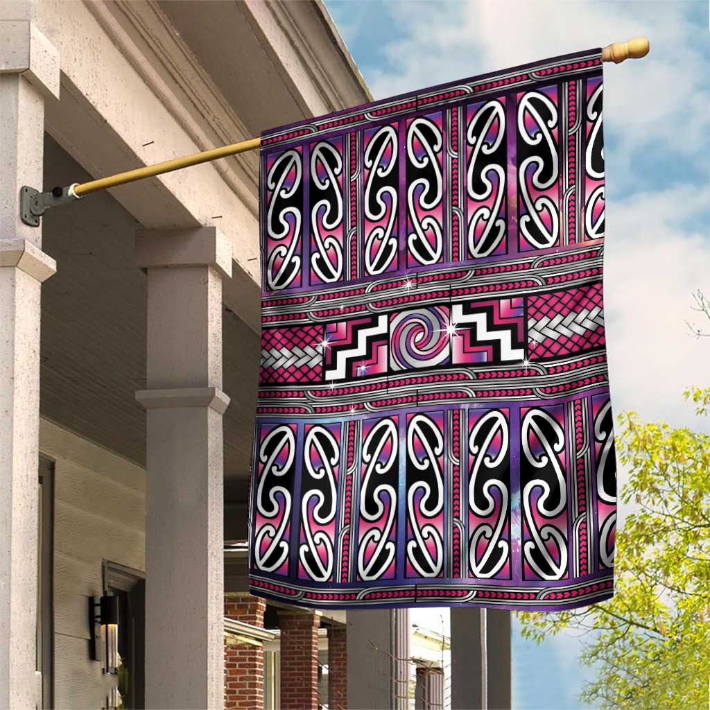 Maori Matariki Garden Flag Pink Galaxy Aesthetic Koru Art LT01 House Flag Pink - Polynesian Pride
