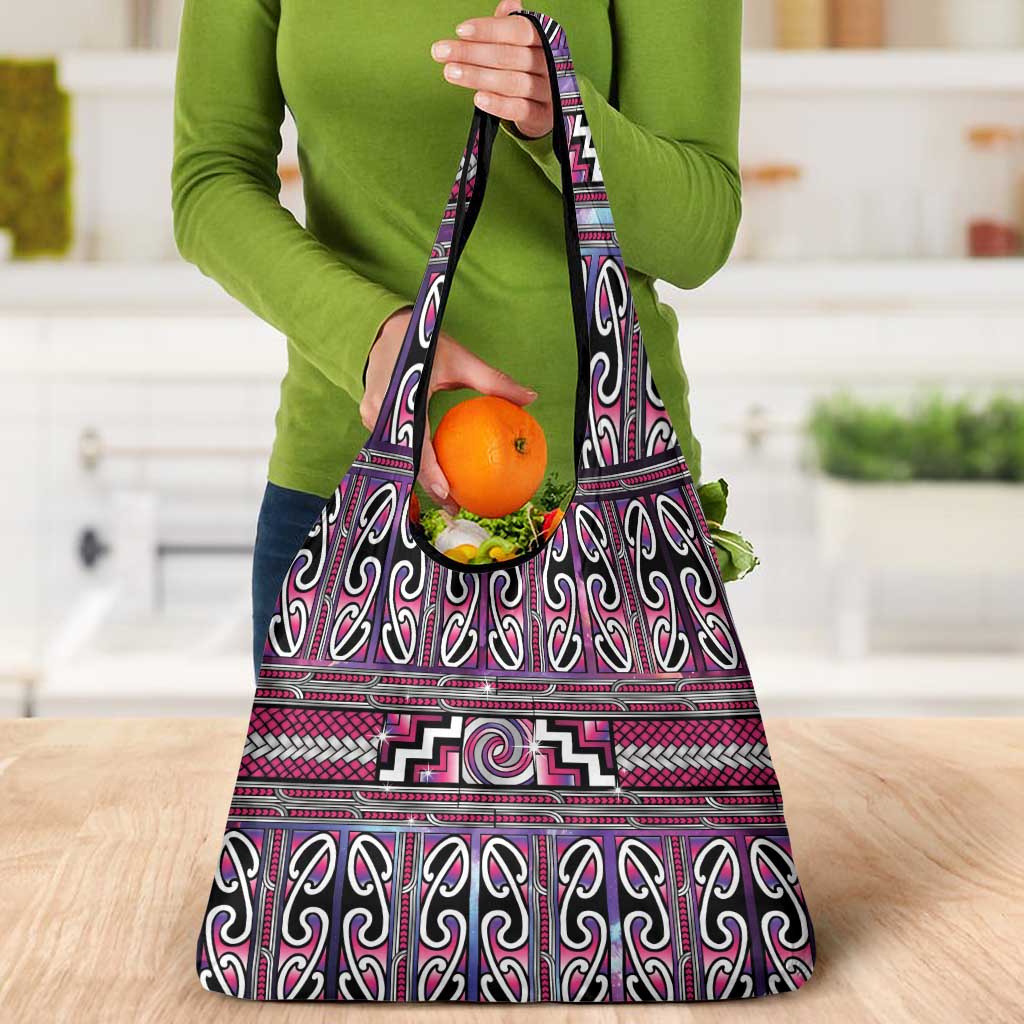 Maori Matariki Grocery Bag Pink Galaxy Aesthetic Koru Art LT01 - Polynesian Pride