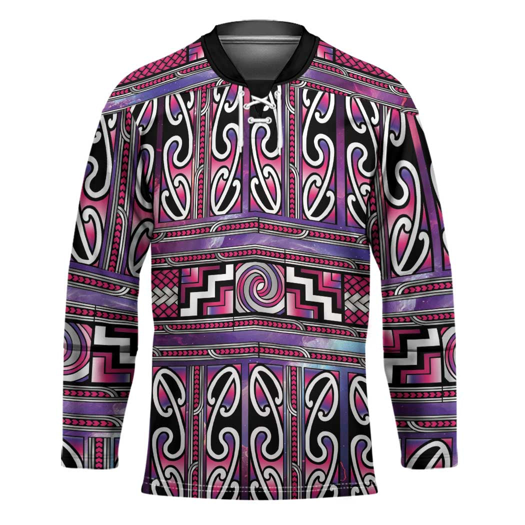 Maori Matariki Hockey Jersey Pink Galaxy Aesthetic Koru Art LT01 Unisex Pink - Polynesian Pride