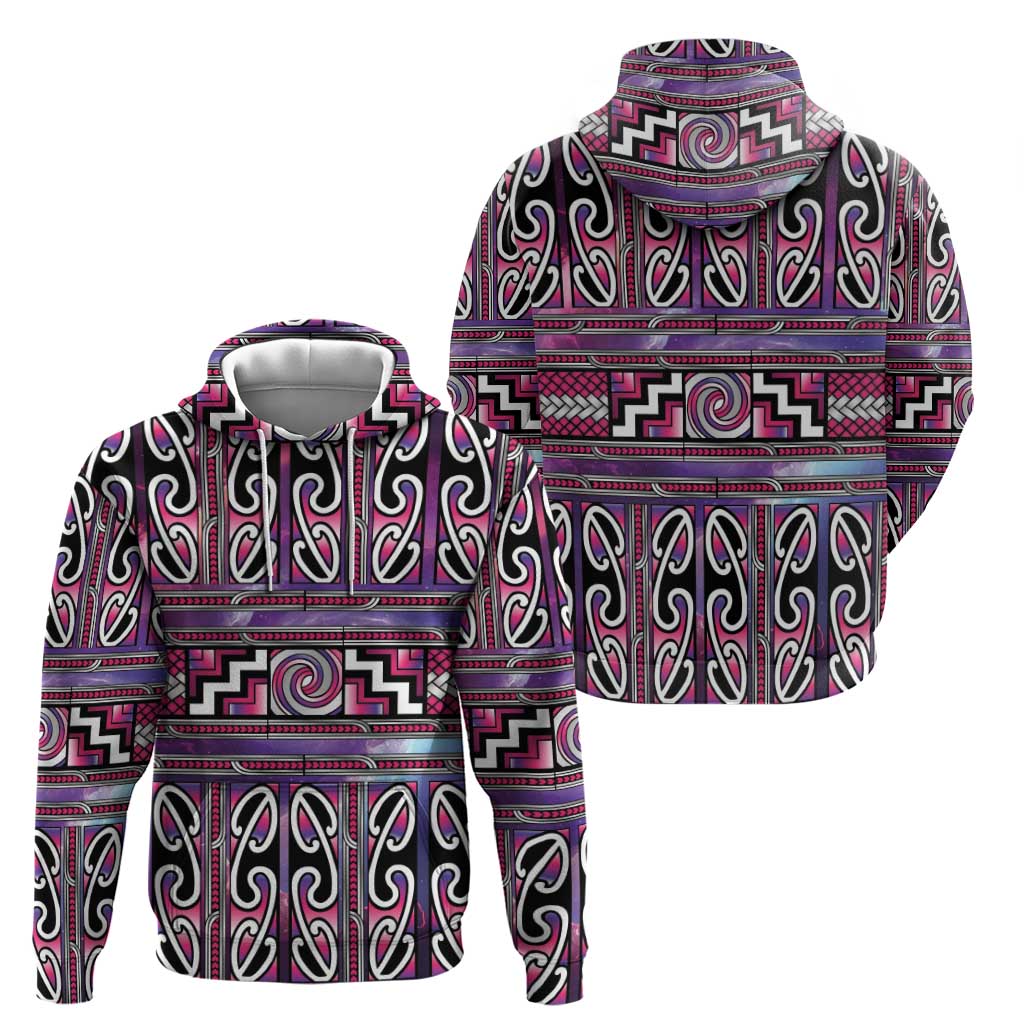 Maori Matariki Hoodie Pink Galaxy Aesthetic Koru Art LT01 - Polynesian Pride