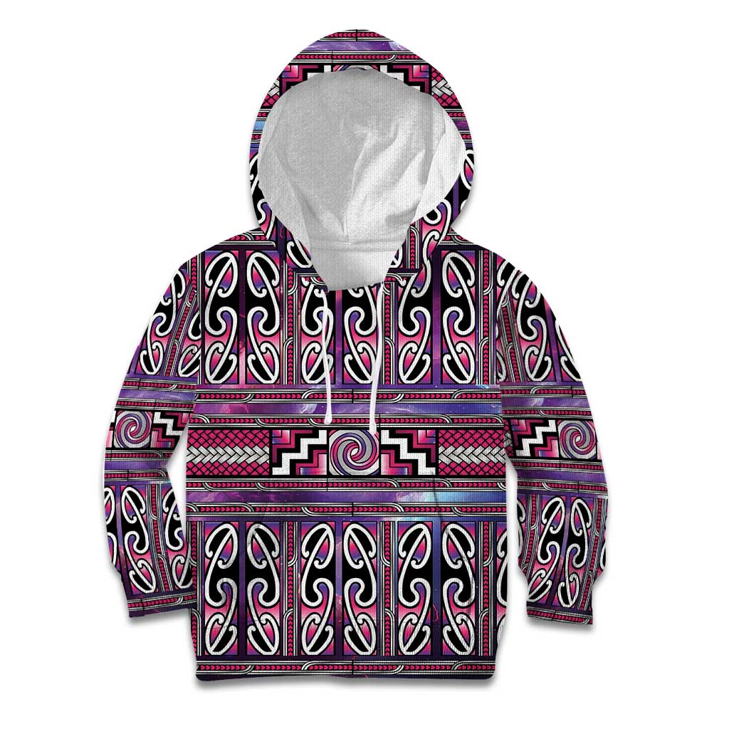 Maori Matariki Kid Hoodie Pink Galaxy Aesthetic Koru Art LT01 Hoodie Pink - Polynesian Pride