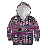 Maori Matariki Kid Hoodie Pink Galaxy Aesthetic Koru Art LT01 Zip Hoodie Pink - Polynesian Pride
