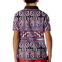 Maori Matariki Kid Polo Shirt Pink Galaxy Aesthetic Koru Art LT01 - Polynesian Pride