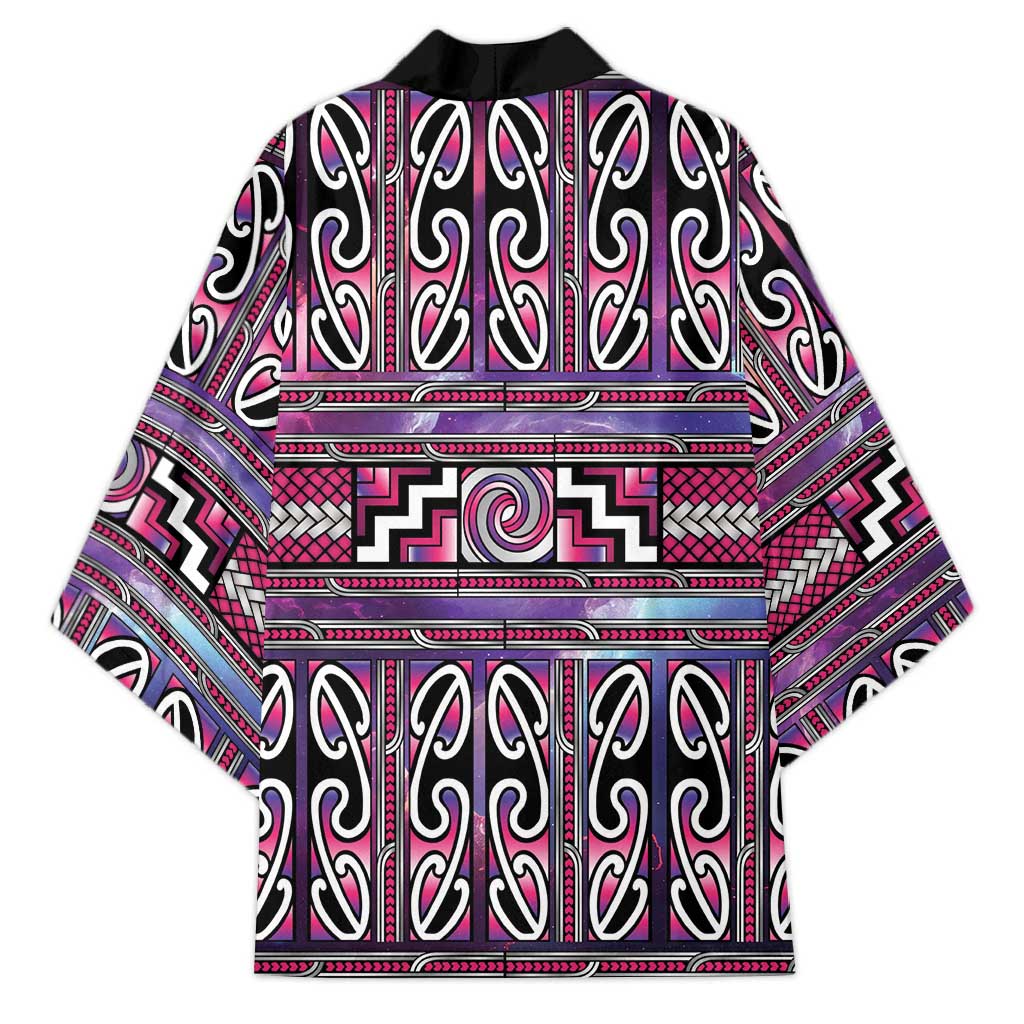 Maori Matariki Kimono Pink Galaxy Aesthetic Koru Art LT01 - Polynesian Pride
