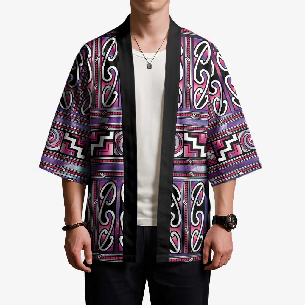 Maori Matariki Kimono Pink Galaxy Aesthetic Koru Art LT01 - Polynesian Pride