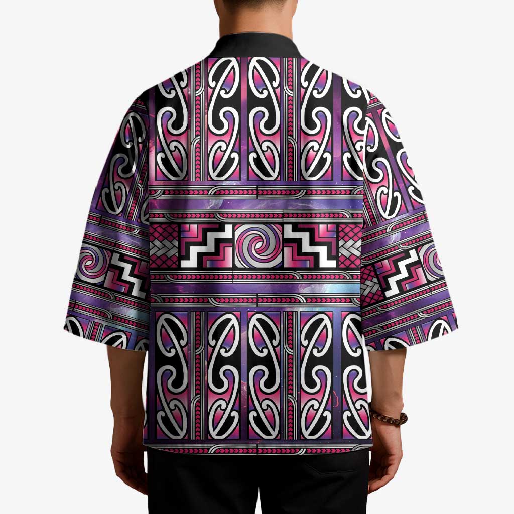 Maori Matariki Kimono Pink Galaxy Aesthetic Koru Art LT01 - Polynesian Pride