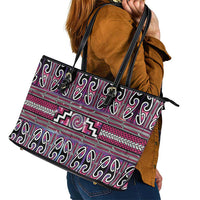 Maori Matariki Leather Tote Bag Pink Galaxy Aesthetic Koru Art LT01 - Polynesian Pride