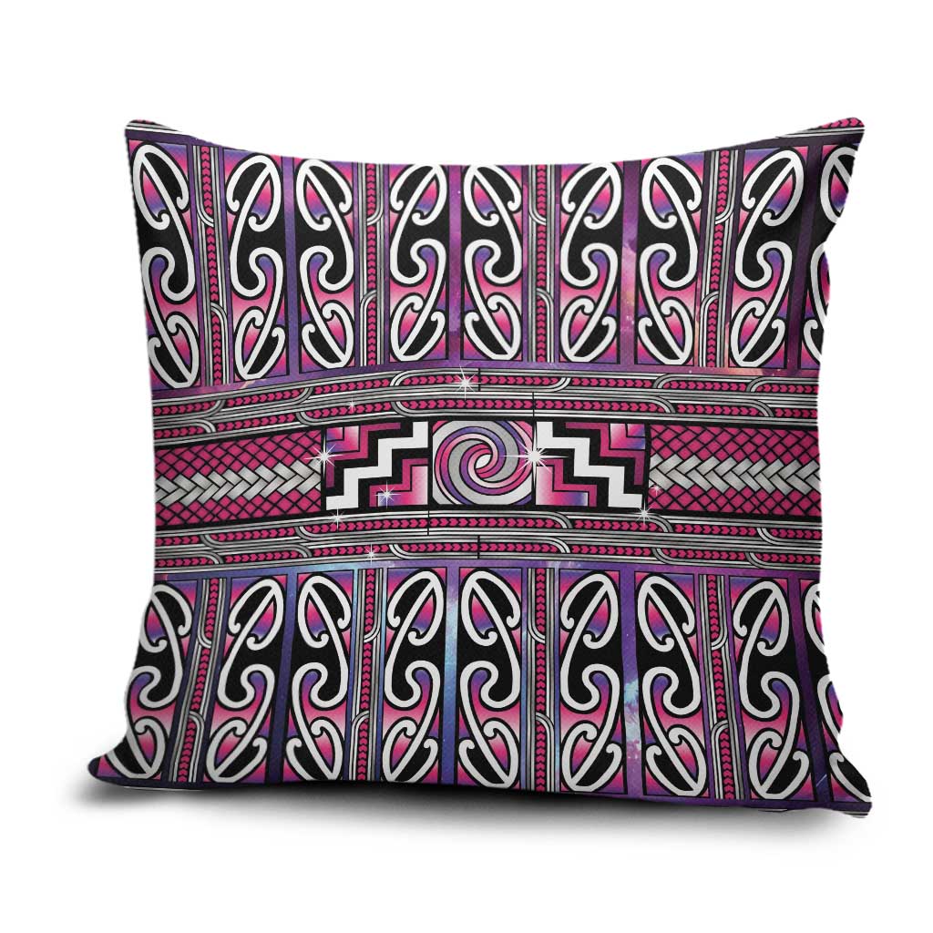 Maori Matariki Pillow Cover Pink Galaxy Aesthetic Koru Art LT01 Pink - Polynesian Pride