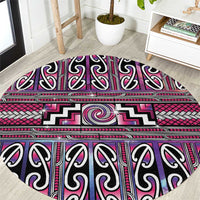 Maori Matariki Round Carpet Pink Galaxy Aesthetic Koru Art LT01 Pink - Polynesian Pride