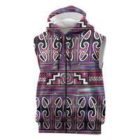 Maori Matariki Sleeveless Zip Hoodie Pink Galaxy Aesthetic Koru Art LT01 Pink - Polynesian Pride