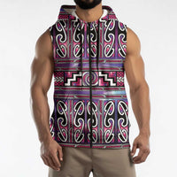 Maori Matariki Sleeveless Zip Hoodie Pink Galaxy Aesthetic Koru Art LT01 - Polynesian Pride