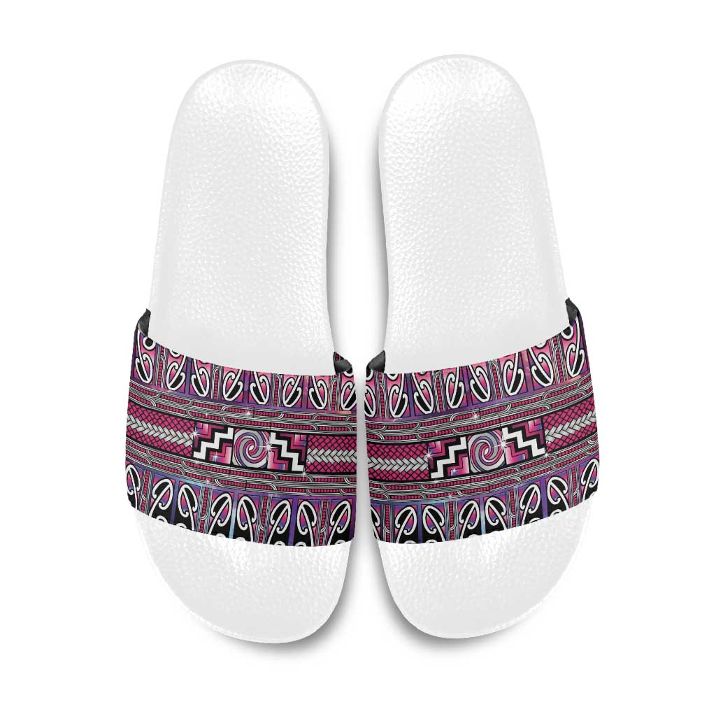 Maori Matariki Slide Sandals Pink Galaxy Aesthetic Koru Art LT01 Pink - Polynesian Pride
