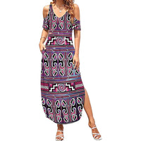 Maori Matariki Summer Maxi Dress Pink Galaxy Aesthetic Koru Art LT01 Women Pink - Polynesian Pride