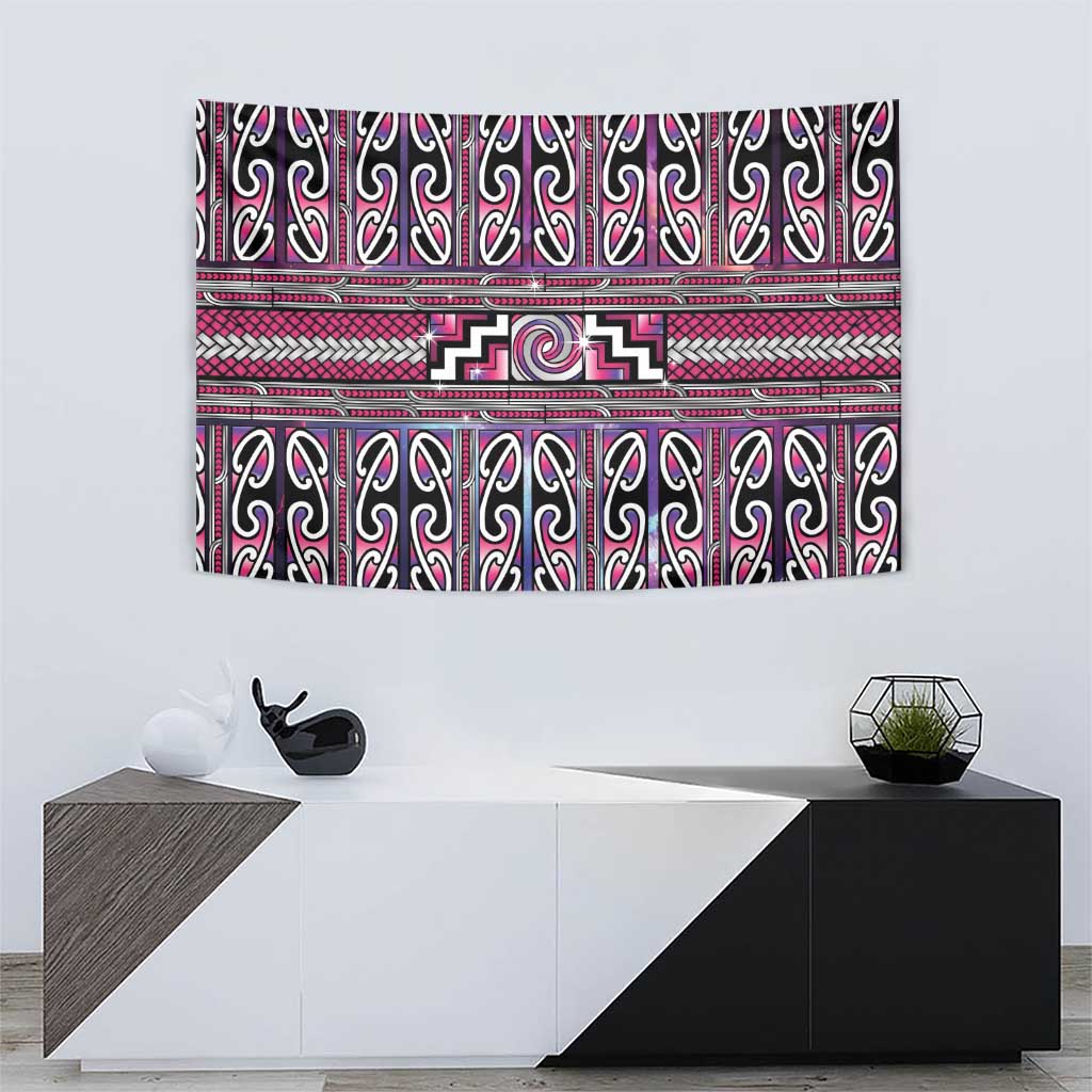 Maori Matariki Tapestry Pink Galaxy Aesthetic Koru Art LT01 - Polynesian Pride