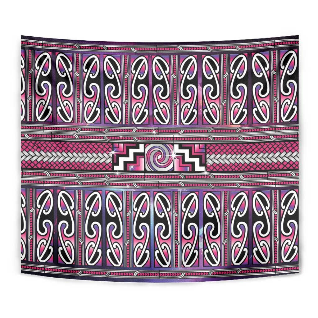 Maori Matariki Tapestry Pink Galaxy Aesthetic Koru Art LT01 - Polynesian Pride