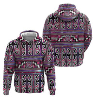 Maori Matariki Zip Hoodie Pink Galaxy Aesthetic Koru Art LT01 - Polynesian Pride
