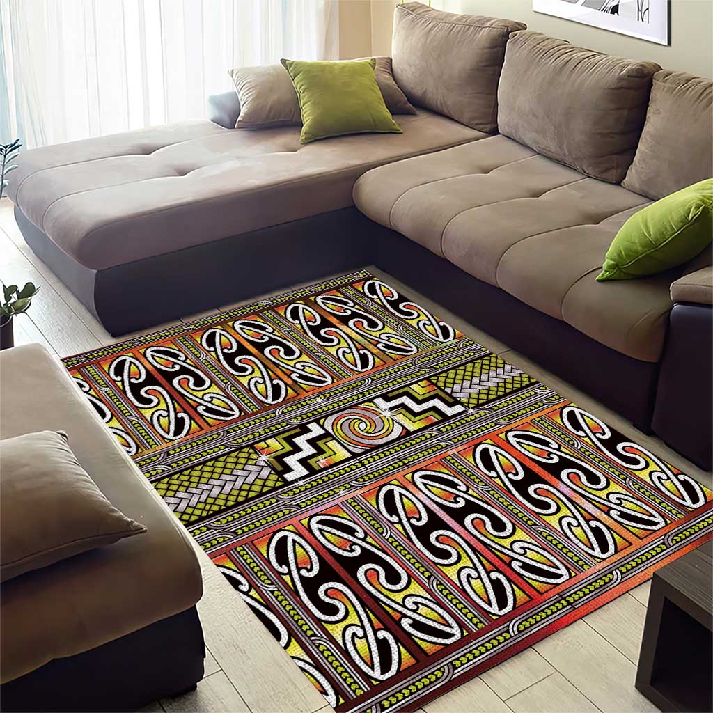 Maori Matariki Area Rug Yellow Galaxy Aesthetic Koru Art LT01 - Polynesian Pride