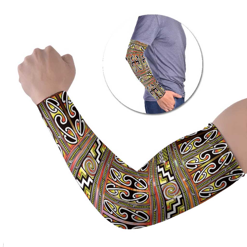 Maori Matariki Arm Sleeves Yellow Galaxy Aesthetic Koru Art LT01 Set of 2 Yellow - Polynesian Pride
