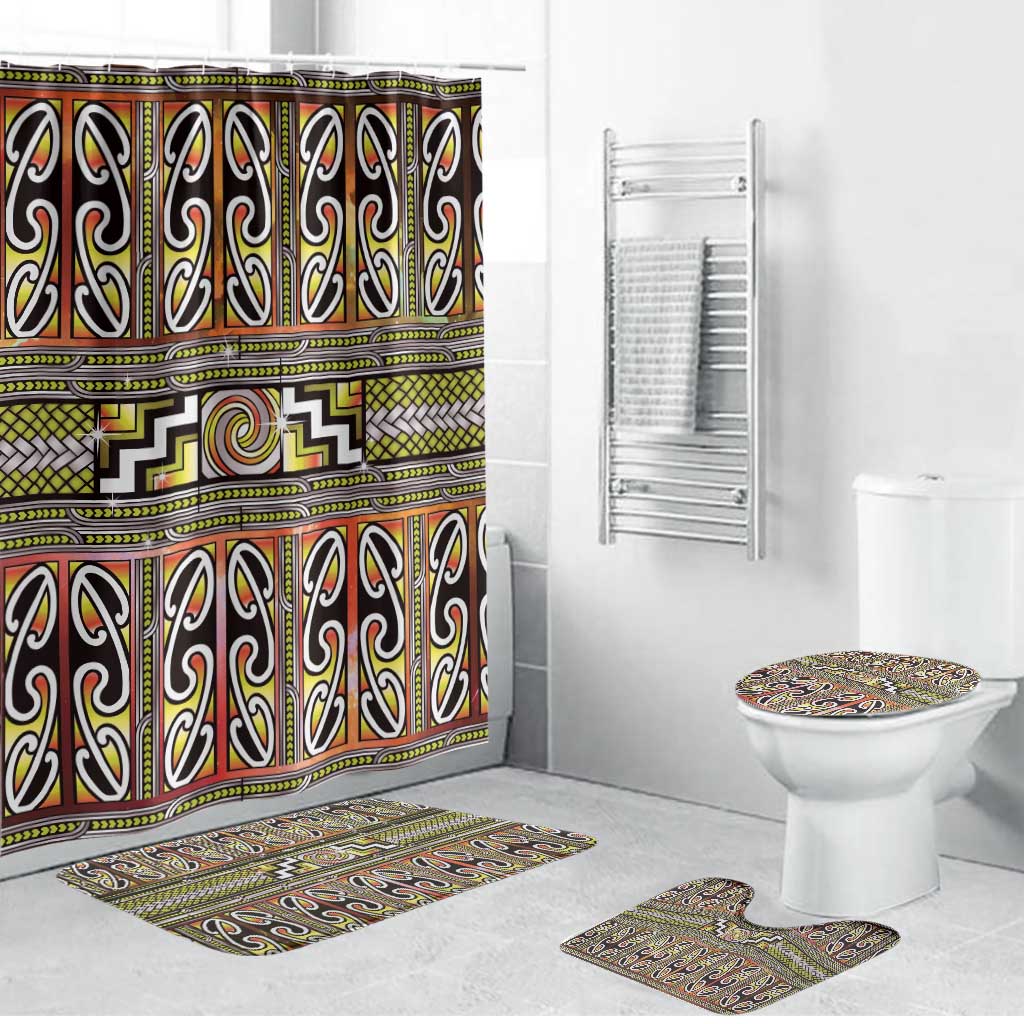 Maori Matariki Bathroom Set Yellow Galaxy Aesthetic Koru Art LT01 Bathroom Set (4 pcs) Yellow - Polynesian Pride