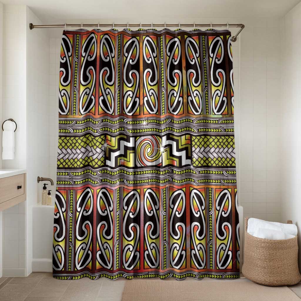 Maori Matariki Bathroom Set Yellow Galaxy Aesthetic Koru Art LT01 Shower Curtain Only Yellow - Polynesian Pride