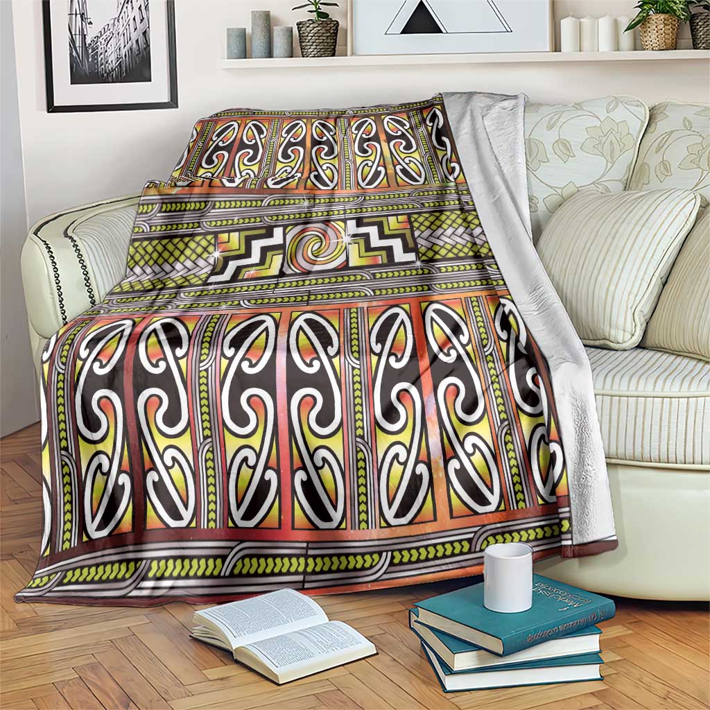 Maori Matariki Blanket Yellow Galaxy Aesthetic Koru Art LT01 Yellow - Polynesian Pride