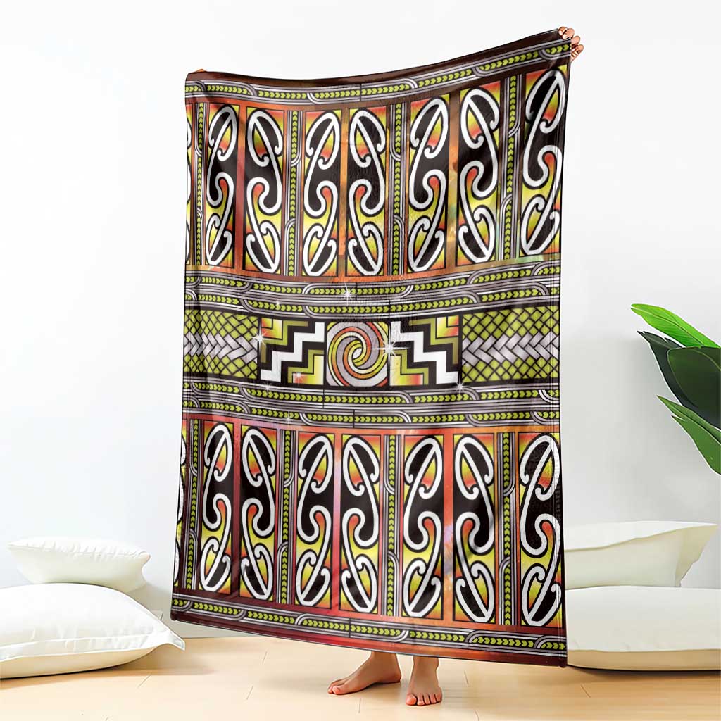 Maori Matariki Blanket Yellow Galaxy Aesthetic Koru Art LT01 - Polynesian Pride