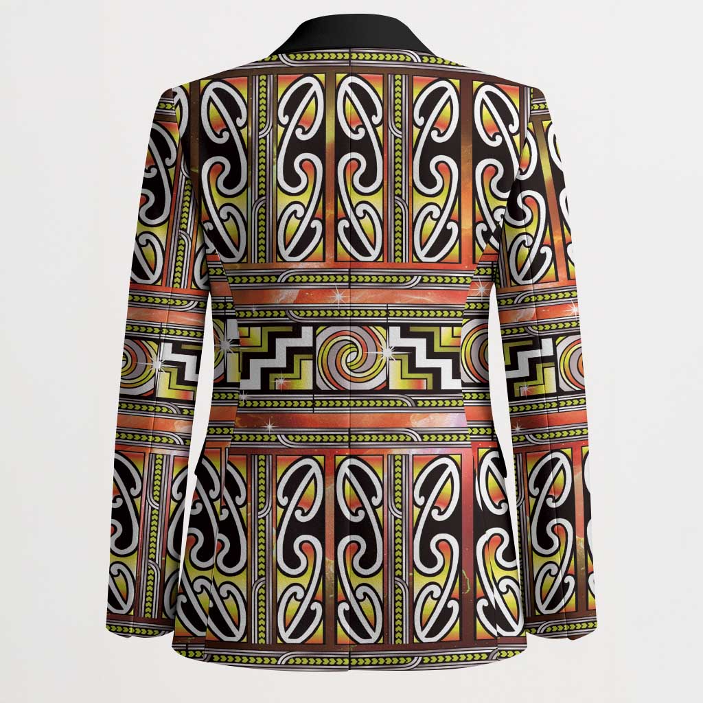 Maori Matariki Blazer Yellow Galaxy Aesthetic Koru Art LT01 - Polynesian Pride