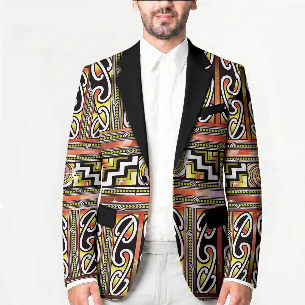 Maori Matariki Blazer Yellow Galaxy Aesthetic Koru Art LT01 - Polynesian Pride