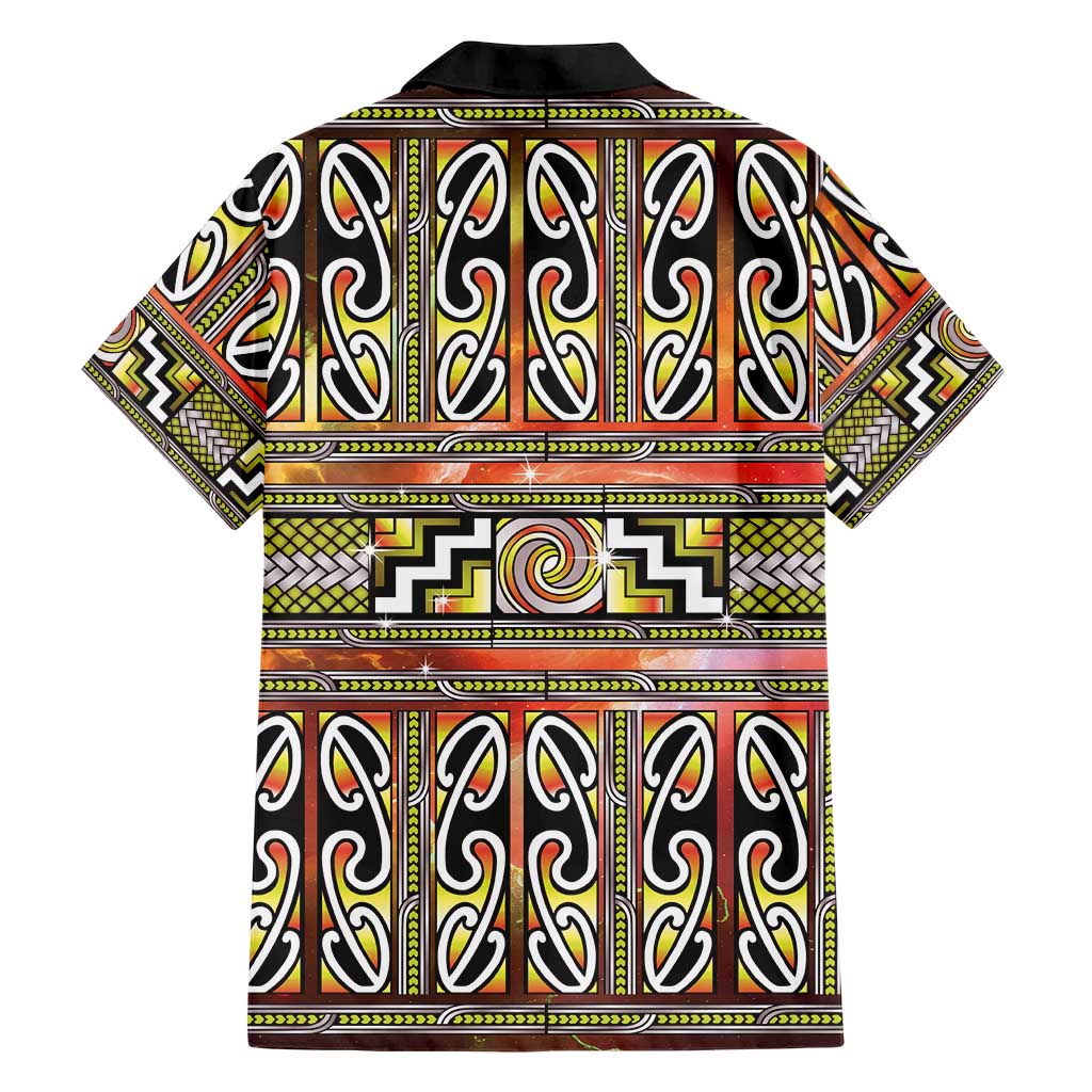 Maori Matariki Family Matching Short Sleeve Bodycon Dress and Hawaiian Shirt Yellow Galaxy Aesthetic Koru Art LT01 - Polynesian Pride