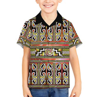 Maori Matariki Family Matching Summer Maxi Dress and Hawaiian Shirt Yellow Galaxy Aesthetic Koru Art LT01 Son's Shirt Yellow - Polynesian Pride