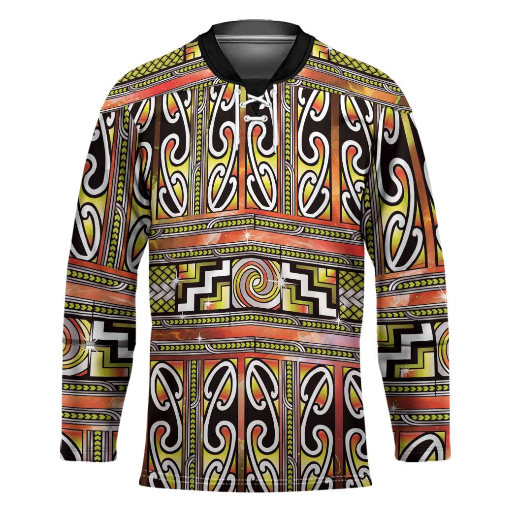 Maori Matariki Hockey Jersey Yellow Galaxy Aesthetic Koru Art LT01 Unisex Yellow - Polynesian Pride