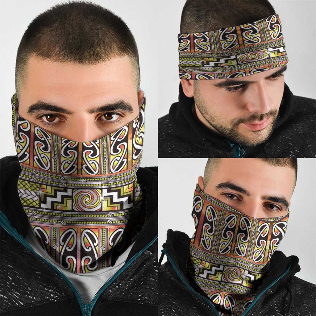 Maori Matariki Neck Gaiter Yellow Galaxy Aesthetic Koru Art LT01 - Polynesian Pride