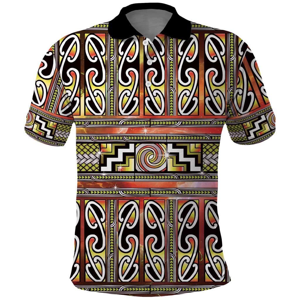 Maori Matariki Polo Shirt Yellow Galaxy Aesthetic Koru Art LT01 Yellow - Polynesian Pride