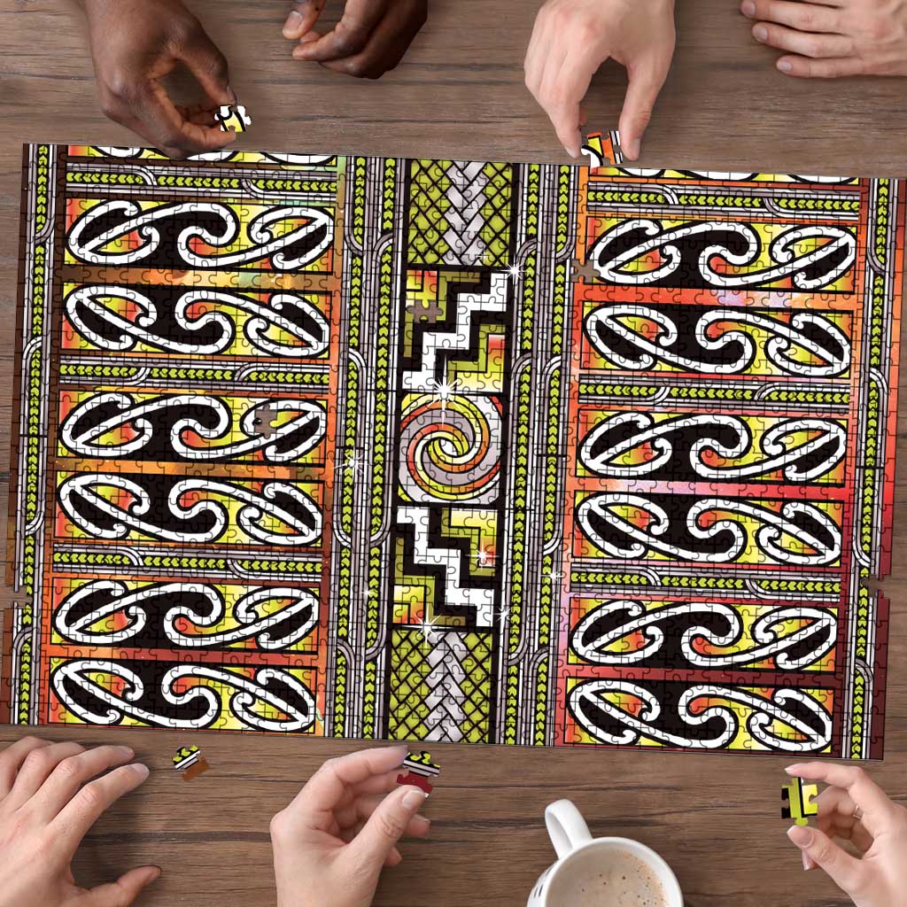 Maori Matariki Puzzle Yellow Galaxy Aesthetic Koru Art LT01 - Polynesian Pride