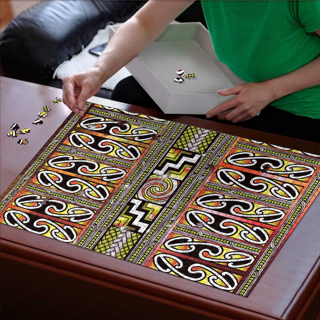 Maori Matariki Puzzle Yellow Galaxy Aesthetic Koru Art LT01 - Polynesian Pride