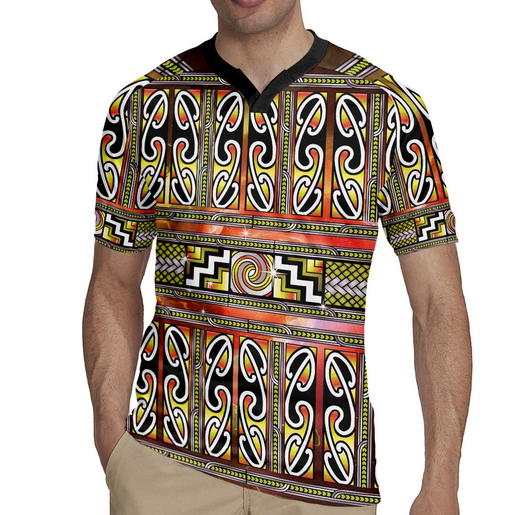 Maori Matariki Rugby Jersey Yellow Galaxy Aesthetic Koru Art LT01 - Polynesian Pride