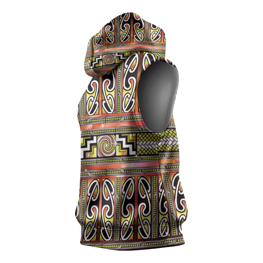 Maori Matariki Sleeveless Hoodie Yellow Galaxy Aesthetic Koru Art LT01 - Polynesian Pride