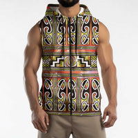 Maori Matariki Sleeveless Zip Hoodie Yellow Galaxy Aesthetic Koru Art LT01 - Polynesian Pride