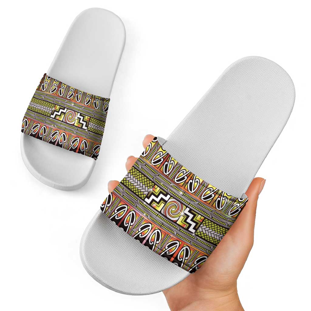 Maori Matariki Slide Sandals Yellow Galaxy Aesthetic Koru Art LT01 - Polynesian Pride