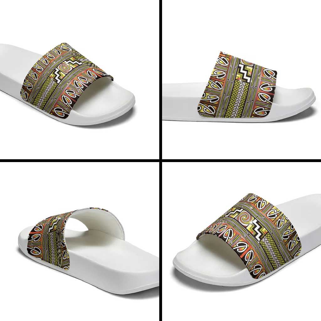 Maori Matariki Slide Sandals Yellow Galaxy Aesthetic Koru Art LT01 - Polynesian Pride